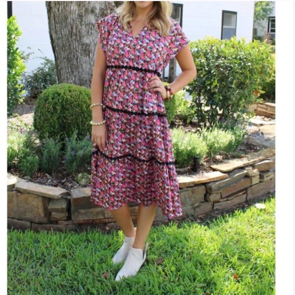 CROSBY BY MOLLIE BURCH Watson dress in art in bloom micro Sz M NWT - Picture 3 of 9